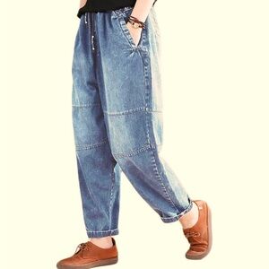 Mordenmiss Women's Harem Cropped Jeans Sz L